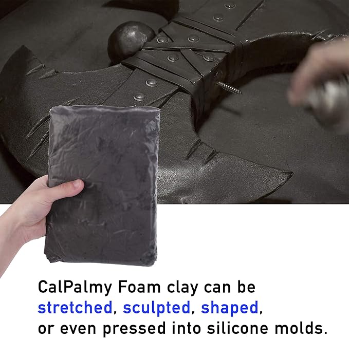 1.1lb Moldable Cosplay Foam Clay (Grey) – High Density for Intricate Designs | Air Dries to Perfection for Cutting with a Knife or Rotary Tool, Sanding or Shaping