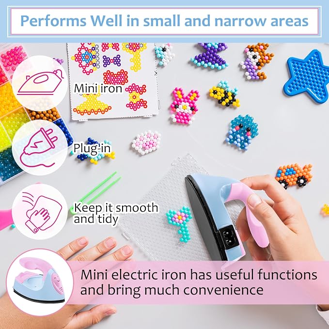 Honoson Mini Craft Iron with Charging Base Tiny,Light Pink, Light Blue