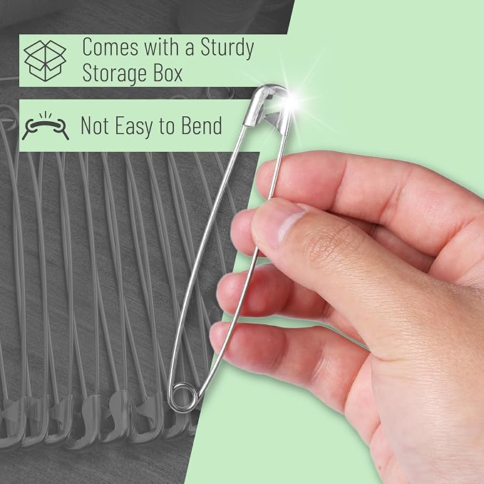 Mr. Pen- Extra Large Safety Pins, 4 Inch, 50 Pack, Silver