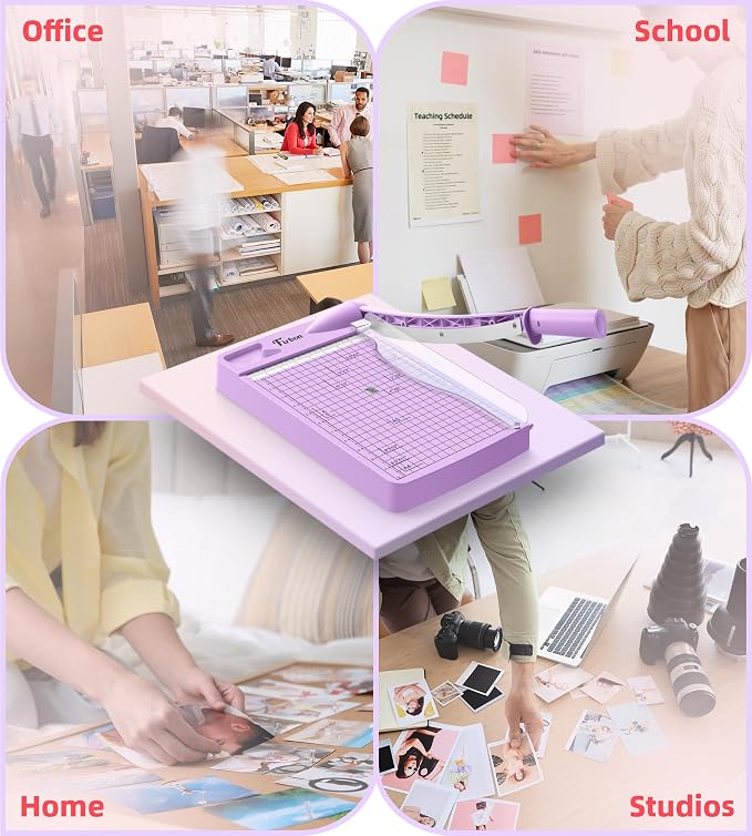 Firbon 12 Inch Guillotine Paper Cutter, Heavy Duty Paper Trimmer, Purple | 12-Sheet Capacity | Dual Scales | Paper, Cardstock & Photo Trimming | Scrapbooking Crafts | Office, Home & Studio Use