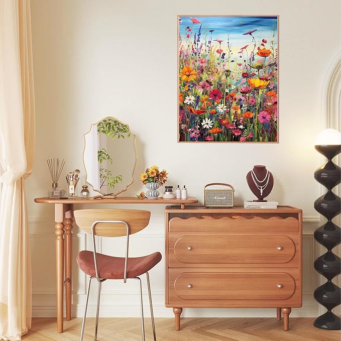 Wlid Flowers Paint by Number Adult-Paint by Numbers Flowers,Canvas Painting by Numbers for Adults Flower,Oil Painting by Numbers for Adults for Gifts and Home Wall Decor(With Gifts Box)16x20inch