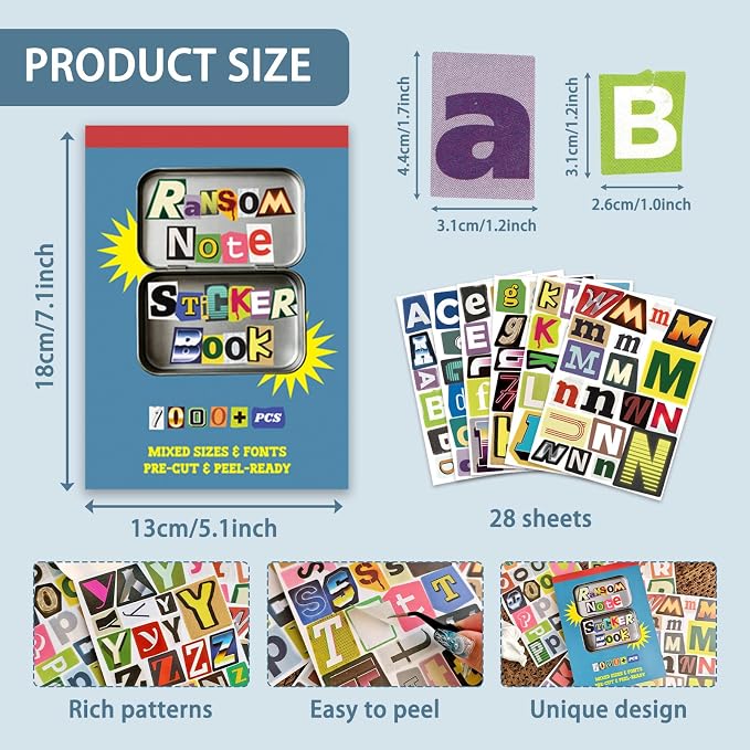 Ransom Note Sticker Book Vintage Alphabet Letter Scrapbook Supplies