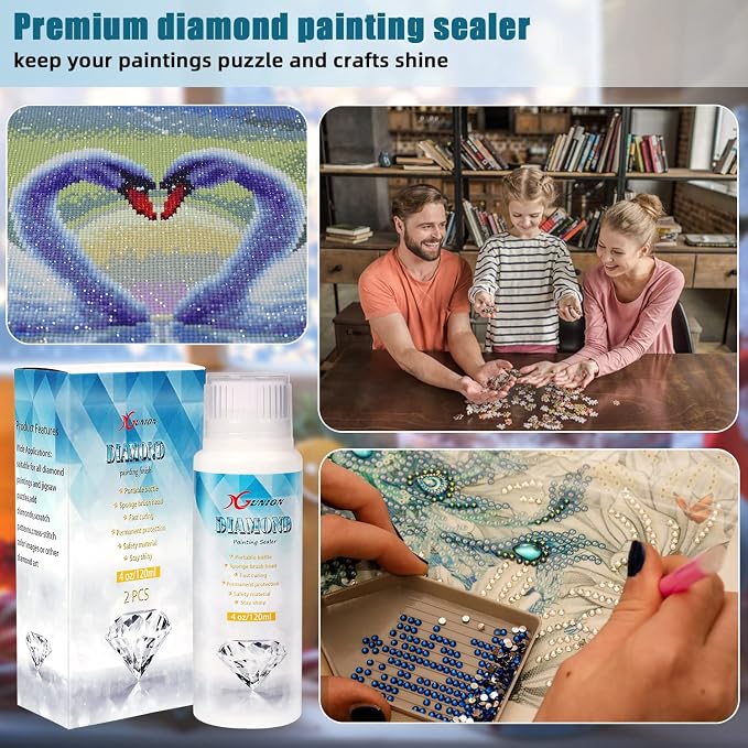 Xgunion Diamond Painting Sealer 2 Pack 240ML 5D Diamond Art Glue (4OZ Each)