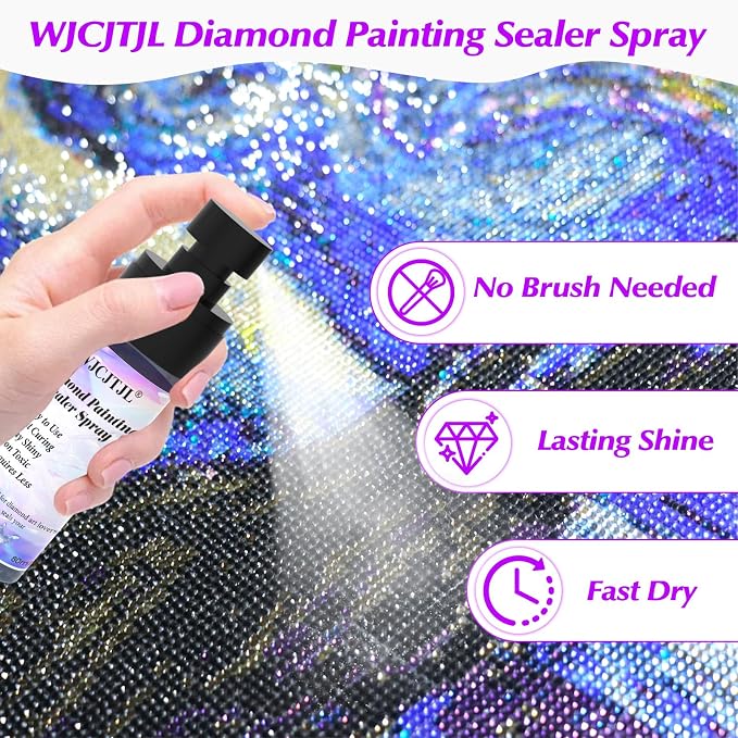 Upgraded Diamond Painting Sealer Spray - 30 Minutes Quick Dry (2 Pack) | Diamond Art Sealer Glue, Keep Diamond Art Fixed and Shiny, Diamond Art Accessories and Tools, Easy to Use, No Brush Needed
