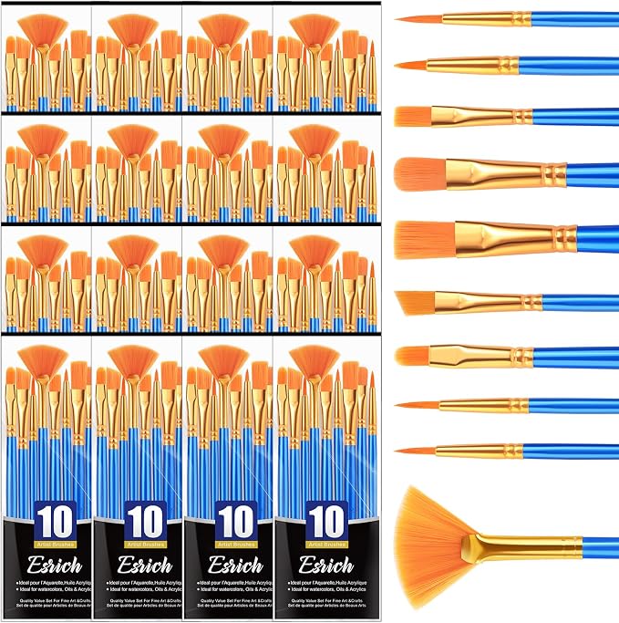 ESRICH 160PCS Paint Brushes, Paint Brush for Acrylic Painting | Artist Paintbrushes for Oil Watercolor, Body Face Rock Canvas, Small Paint Brushes for Kids