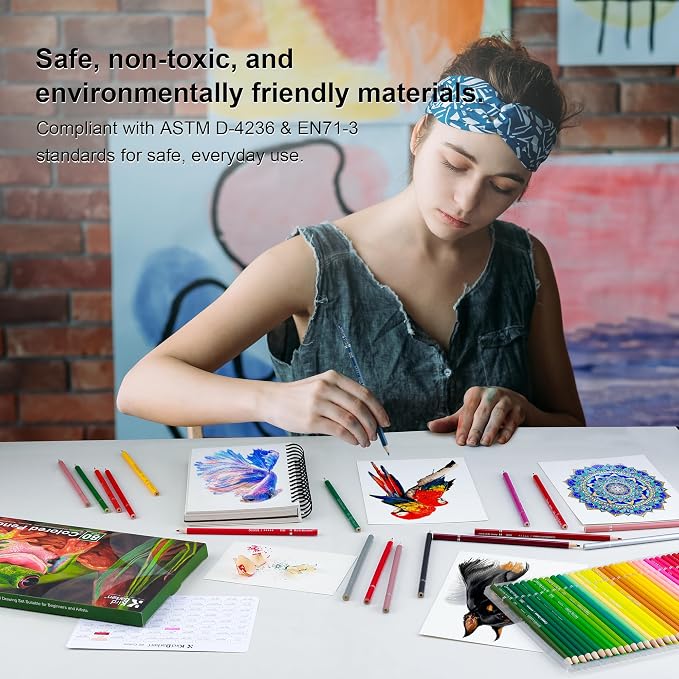 80 Colored Pencils Set, Oil-Based Soft Core for Adult Coloring Books, Professional Color Pencils Art Gifts for Artists, Beginners and Adults