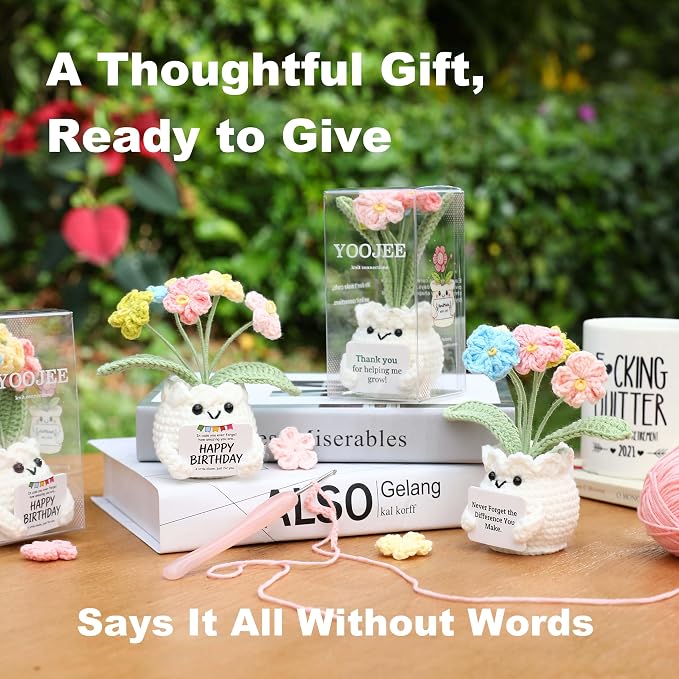 Back to School Teacher Gifts, Helping Me Grow Crochet Flower Pot