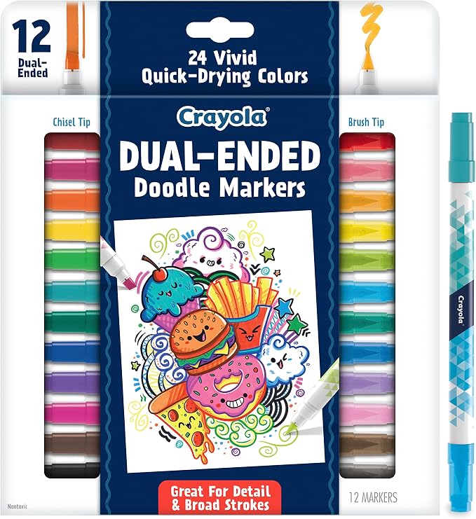 Crayola Dual Chisel Tip & Brush Markers (12ct), Markers for Adults, Art Marker Set, Coloring Supplies, Gifts for Teens & Adults