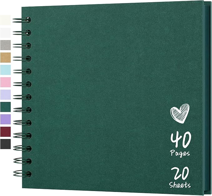 Scrapbook Photo Album 7"x7" 20 Sheets 40 Pages Hardcover Kraft Paper Khaki
