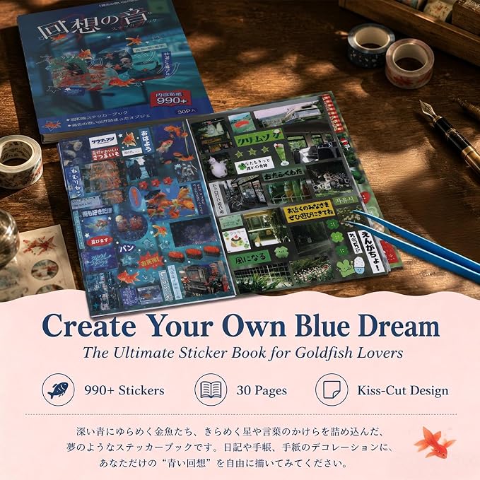 Tmtains 990Pcs+ Japanese Sticker Book for Scrapbook Junk Journal (Echo)