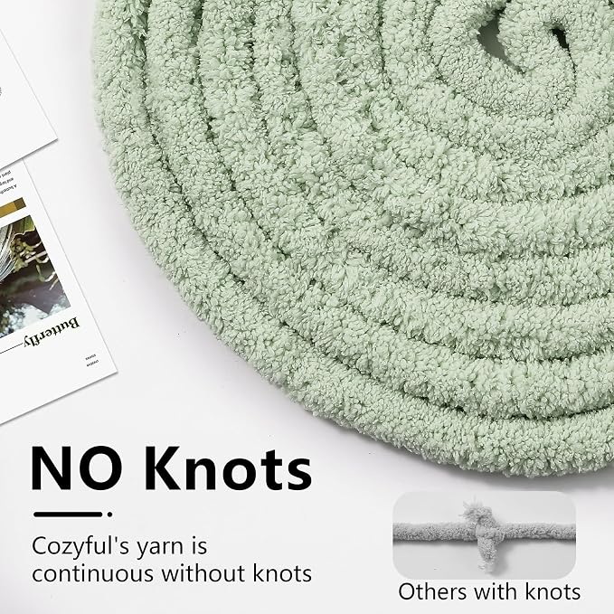 Cozyful Chunky Yarn for Hand Knitting - #10 Chunky Chenille Yarn, Jumbo Big Thick Chunky Yarns for Crocheting, Super Bulky Chunky Knit Blanket Yarns, 8 Skein (22yd, 8oz/Skein), Sage & Forest