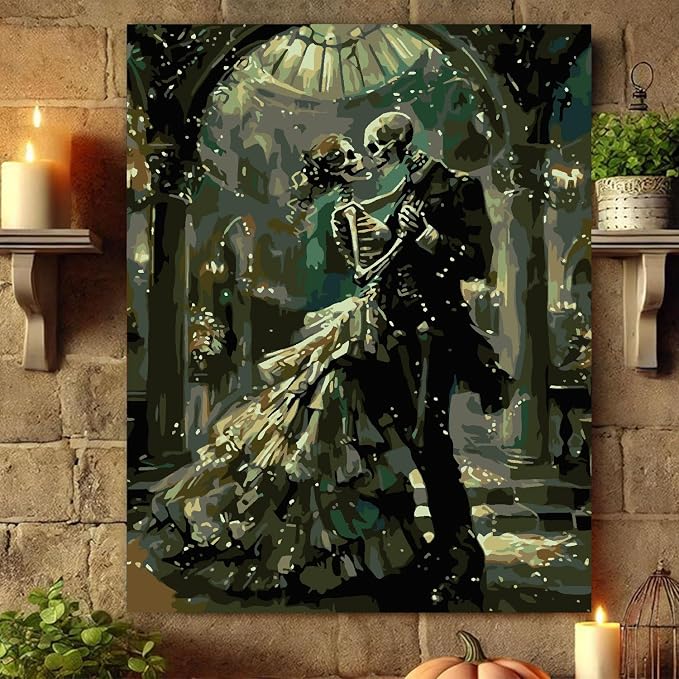 askkqtx Skull Paint by Numbers Kit for Adults Unframed 16x20 Inch