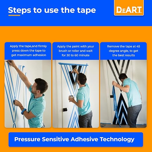 DEART 4 Packs Painters Tape Masking Tape Sharp Edge Line Technology 0.7 inch Blue Painting Tapes for DIY Crafts Arts Decoration No Residue Easy Removal Multi-Purpose Wall Paint Artist Paper Tape
