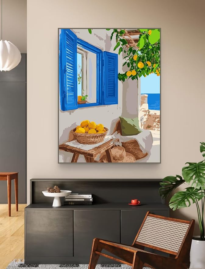 ZRIZQ Paint by Numbers Kit for Adults Beginner,Lemon Tree,16x20 | Full set with wooden brushes,rolled canvas,rich paints.Calming activity.Beginner friendly.Just open and paint.