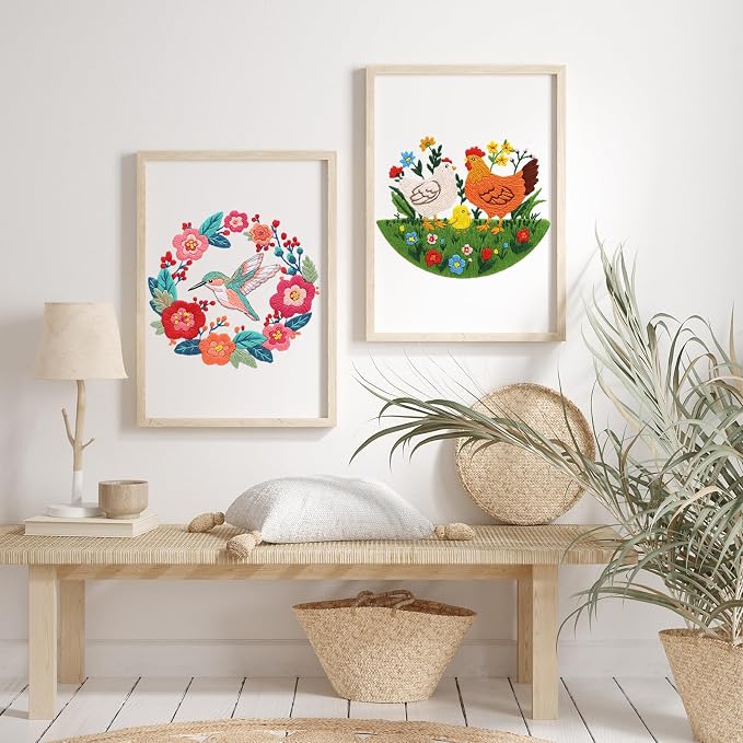 Louise Maelys Hummingbird Flower Embroidery Kit for Beginners Gift | Add Nature Inspired Decor with Cross Stitch Kits. Complete Needlepoint Kit for Adults to Enjoy Creative Crafts and Gifts