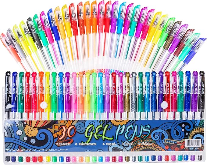 Gel Pens for Adult Coloring Books, 30 Colors Fine Point Gel Marker Pens
