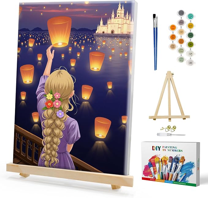 SmartEZ Paint by Numbers Kit for Adults with Frame, Castle Paint by Number | Adult Paint by Number Kits with Frame for Gift, Home Wall Decor, 7.87x11.81 Inch