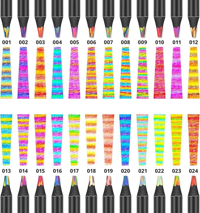 Yangmei Art Supplies, 24 Rainbow Colored Pencils, Teen Girl Gifts