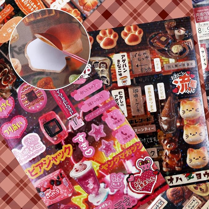 Tmtains 45 Sheets Japanese Manga Style Sticker Book 1300Pcs Heisei Retro Romantic Memory Series Manga Books Style Korean Sticker Aesthetic Japanese Stickers Book for Adults Valentine Gift (Nice Story)