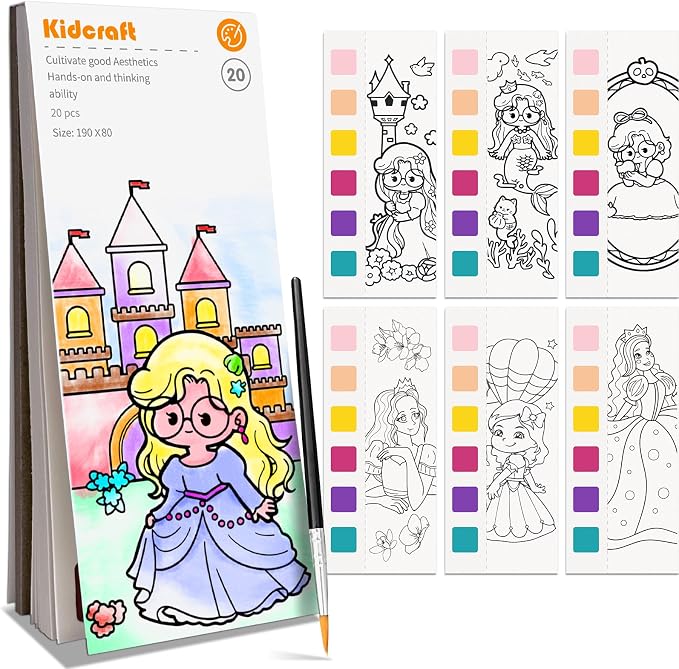 Kidcraft Paint with Water Coloring Books for Toddlers, Princess