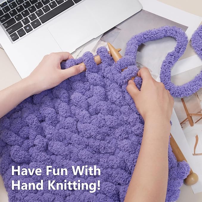 Cozyful Chunky Yarn for Hand Knitting - #10 Chunky Chenille Yarn, Jumbo Big Thick Chunky Yarns for Crocheting, Super Bulky Chunky Knit Blanket Yarns, 8 Skein (22 yds 8 oz Each Skein), Lavender