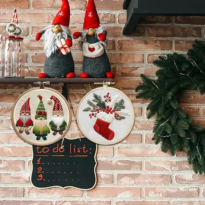 YOUDRN Christmas Embroidery Kits, Winter Village Embroidery Kits Adults