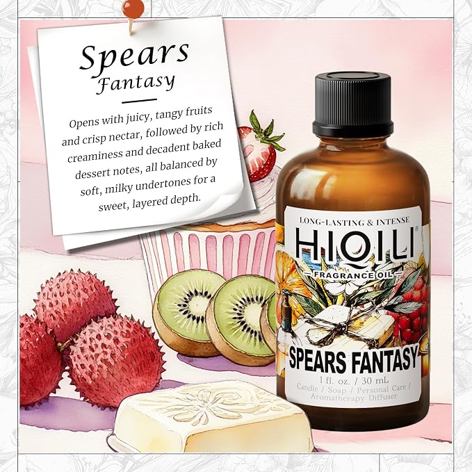 HIQILI Spears Fantasy Duftöl für Heimdiffusor, Weißschokolade- & Cupcake-Düfte, DIY Seife, Kerze, Parfümherstellung, langanhaltend - 1.0 Fl Oz(Pack of 1)
