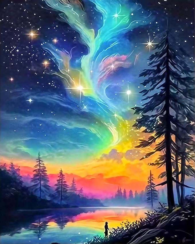Paint by Numbers Kit for Adults, Northern Light & Aurora, 16x20 Inch