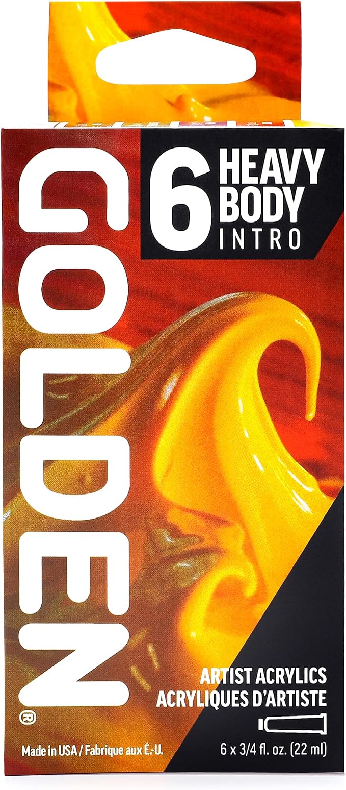 GOLDEN Heavy Body Acrylics Intro Set, 6 x 22 ml Tubes