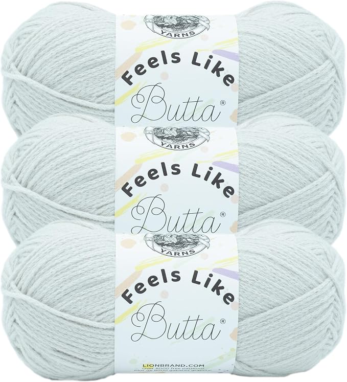 Lion Brand Yarn Feels Like Butta Yarn, Velvety-Soft Yarn for Crocheting and Knitting, 3 Pack, Rainy Day | Buttery Soft Machine Washable Worsted Weight Knit Fiber for Cuddly Baby Blankets, Warm Sweaters, Smooth Amigurumis
