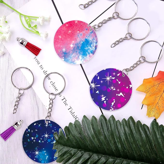Duufin 108 Pieces Acrylic Keychain Blanks 2 Inch Round with Key Chain Rings