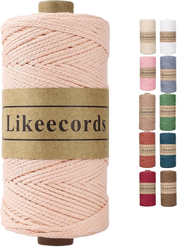 Likeecords 100% Cotton Crochet Bag Cord 2mm 170m Macrame Cord 2mm Crochet Yarn Macrame Rope Gift for Knitter (Lotus Pink)