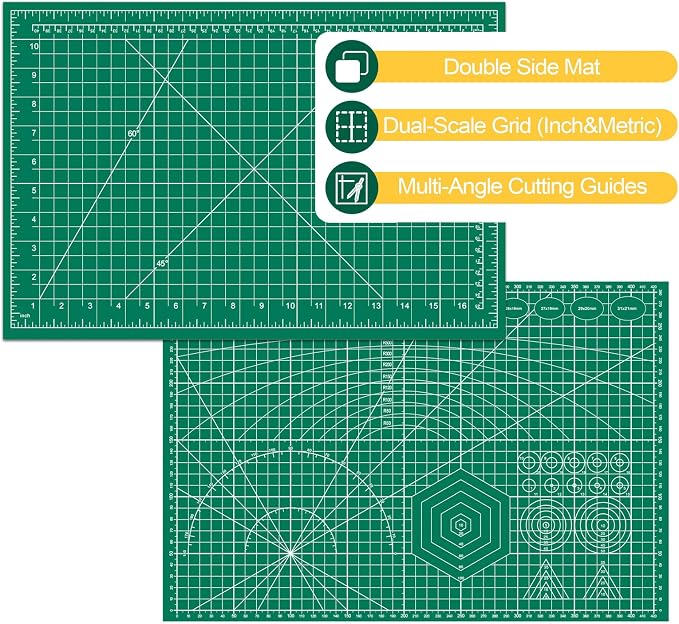 10 Pack Self Healing Cutting Mat Bulk 12"x18" Rotary Cutting Sewing Mats A3 | Cutting Board for Fabric Crafting Sewing Scrapbooking Quilting, Precision Cutting, Double Sided 5-Ply