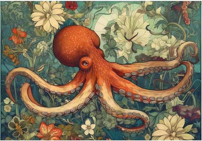 Octopus Paint by Numbers Kit for Adults, 16x20 inch | DIY Painting Kits Crafts for Adults, Relieve Stress, Gift, Home Wall Decor