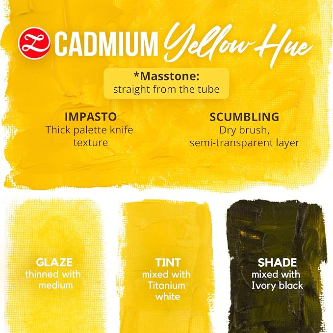 ZenART Professional Oil Paint Set - Artist Grade Cadmium Yellow Hue-2x50ml | Non-Toxic, Buttery Consistency, Rich Pigment, Lightfast Oil Paints for Primed Surface Canvas, Fine Art, Portraits & Landscape