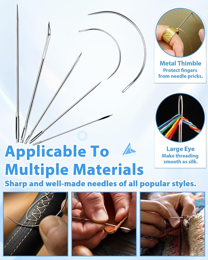 Upholstery Repair Sewing Kit, Heavy Duty Sewing Kit with Sewing Awl, 47PCS | Sewing Kit, Large-Eye Needles, Sewing Awl, Seam Ripper, Sewing Thread, Upholstery Repair, Leather Craft,DIY Crafts, Travel