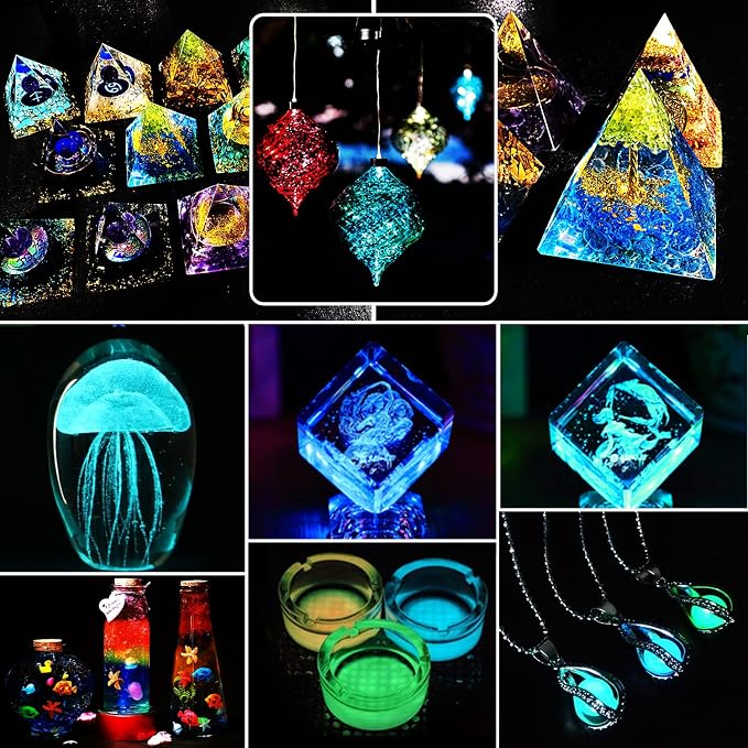 3 Box Glow in The Dark Crushed Glass Craft Glitter Fine for Resin Art, Small Broken Glass Pieces Irregular Metallic Crystal Chips Chunky Flakes for DIY Epoxy Jewelry Making Decoration（Total 150g）