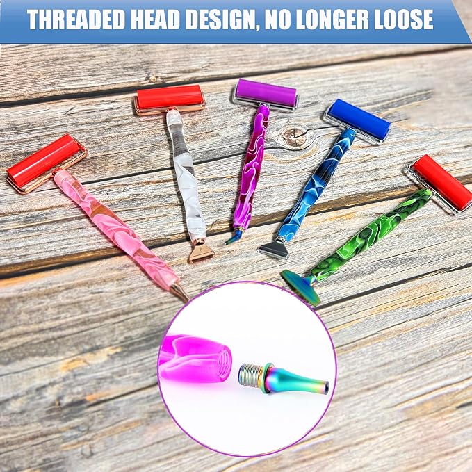 Diamond Art Pens Tools Diamond Painting Accessories Kits with Screw Metal Tip Roller Diamond Painting Pen Drill Bead Dot Pens for Art Craft Nail (Green Pen Color 6)