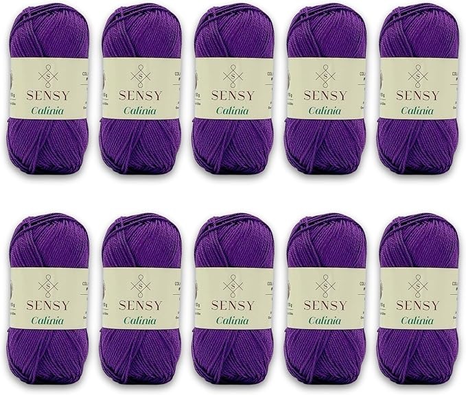 S Sensy Calinia-Mercerized Giza Cotton #2 Fine Yarn 10 Pack Purple 131yds