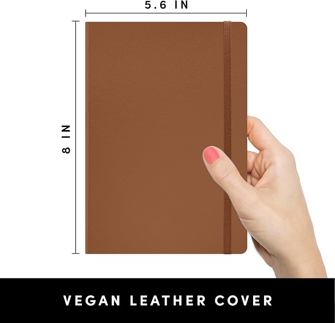 PAPERAGE Blank Journal Notebook, (Cognac), 160 Pages, Medium 5.6 in x 8 in - 100 GSM Thick Paper – Hardcover Journaling Notebook for Work, School, Note Taking or Sketching
