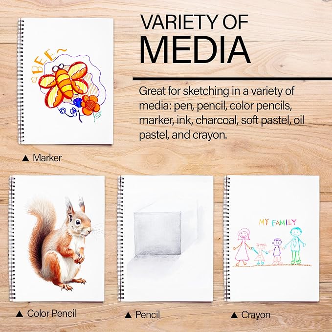 BAZIC Products Sketch Book, Side Bound, 8.5 x 11 in, 30 Sheets, 2-Pack
