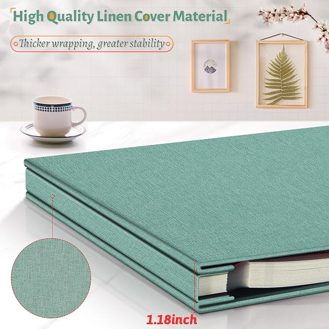 Artfeel Photo Album Self Adhesive Scrapbook,Large Photo Book for 4x6,5x7,8x10 Pictures,DIY Album for Baby Wedding Family Travel Birthday,with Metallic Pen and Scraper