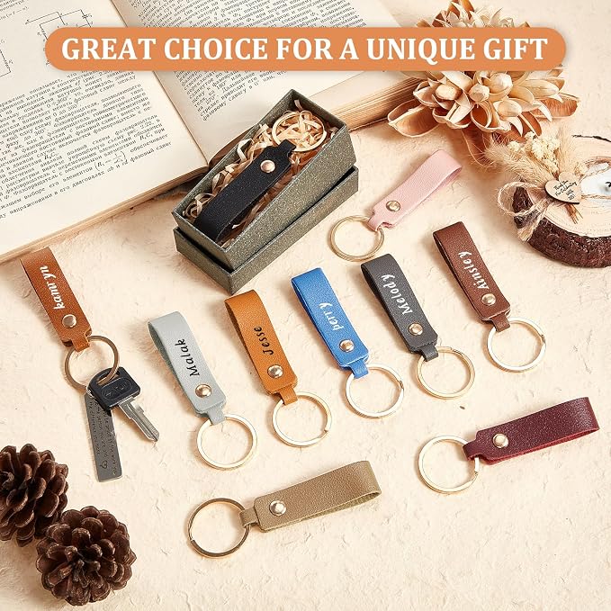 Wavyknot 200 Pcs Leather Keychain Blanks, 3.7 x 0.7 Inches, Classic Colors