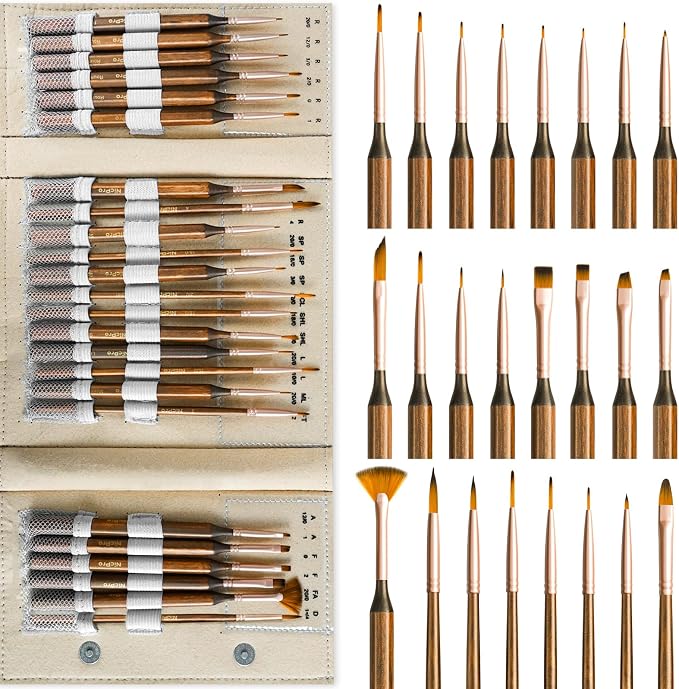 Nicpro 24 PCS Extreme Miniature Paint Brushes,Fine Micro Model Detail Brush