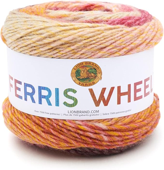 Lion Brand Yarn, Muticolor Ferris Wheel Yarn for Knitting, Crocheting, and Crafts, Cherry on Top, 1 Pack