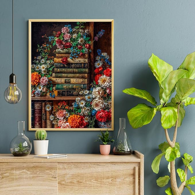 Amaieuin Books Diamond Paintings for Adults,Books Daimond Art Kits for Adults Beginners,Full Drill Gem Art for Adults Home Decor and Gifts 12x16in