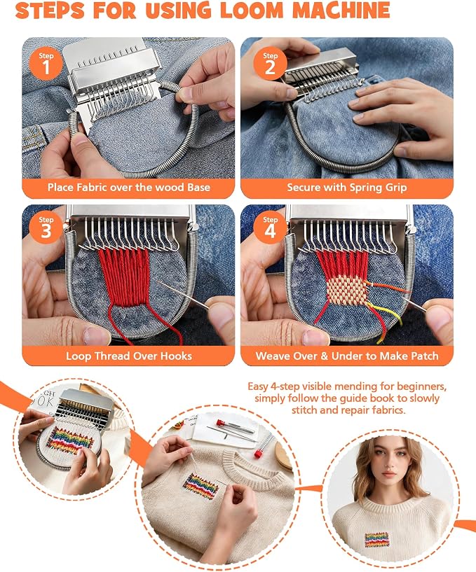 2026 Upgrad Visible Mending Kit, KnitPatch Darning Loom Kit for Beginners