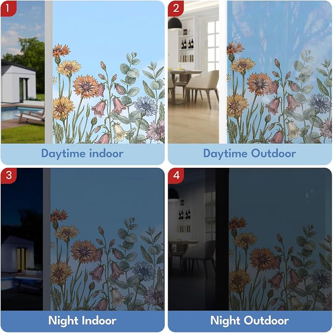 ADD.HERES Stained Glass Window Film, Window Film Decorative, 17.5 x 78.7 in