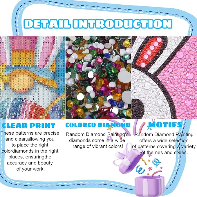 12 PCS DIY Crystal Diamond Art Painting Kit Surprise, Creative Full Rhinestone Diamond Painting Set for Beginners and Craft Lovers, Perfect for Home Decoration, Gifts, and Relaxing Handmade Activities