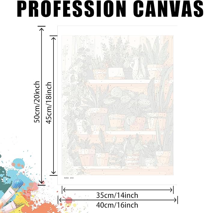 Yunruily Green Plant Canvas Paint by Numbers for Adults-Paint by Numbers Adults Plant,Painting by Number Canvas for Adult for Gifts and Home Wall Decor(with Gifts Box) 16x20inch